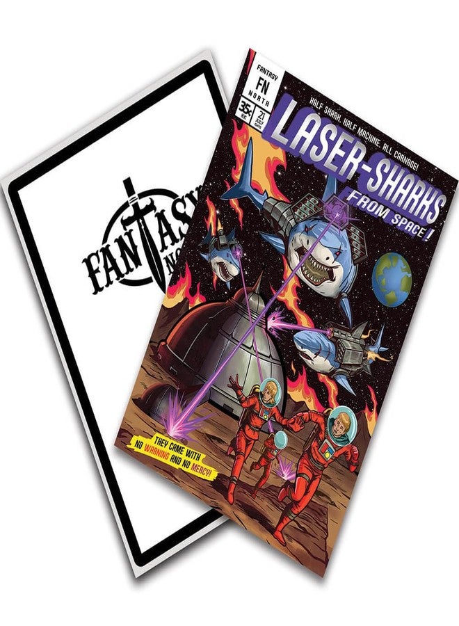 Fantasy North - Laser Sharks from Space - Comic Series - 100 Textured Matte TCG Card Sleeves - Fits Magic MTG Commander Pokemon and Other Card Games - Playing Card Sleeves - Image 5