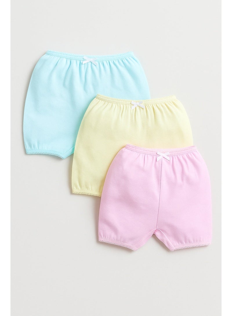 victor and jane "3-Pack Bloomers for Baby Girls – Soft Pastel Cotton Comfort " - Image 1