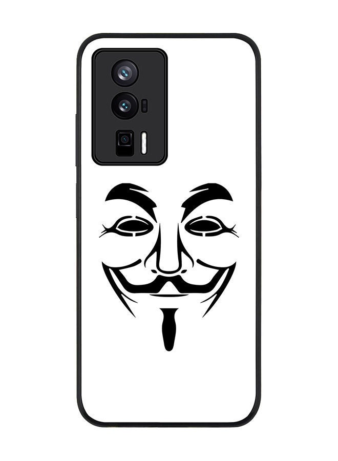 Stylizedd Rugged Black edge case for Xiaomi Poco F5 Pro 5G / Xiaomi Redmi K60 / Xiaomi Redmi K60 Pro Slim fit Soft Case Flexible Rubber Edges Anti Drop TPU Gel Thin Cover - Vendetta Mask - Image 1