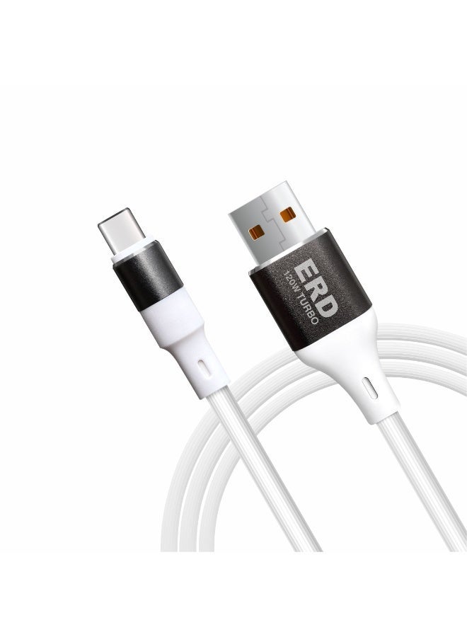 ERD كابل ERD USB-A إلى USB-C، شحن سريع توربو بقوة 120 واط ونقل بيانات عالي السرعة | سلك متين وخفيف الوزن بطول متر واحد | عمر افتراضي يصل إلى 15000 انحناءة | للهواتف الذكية والأجهزة اللوحية وغيرها - Image 2