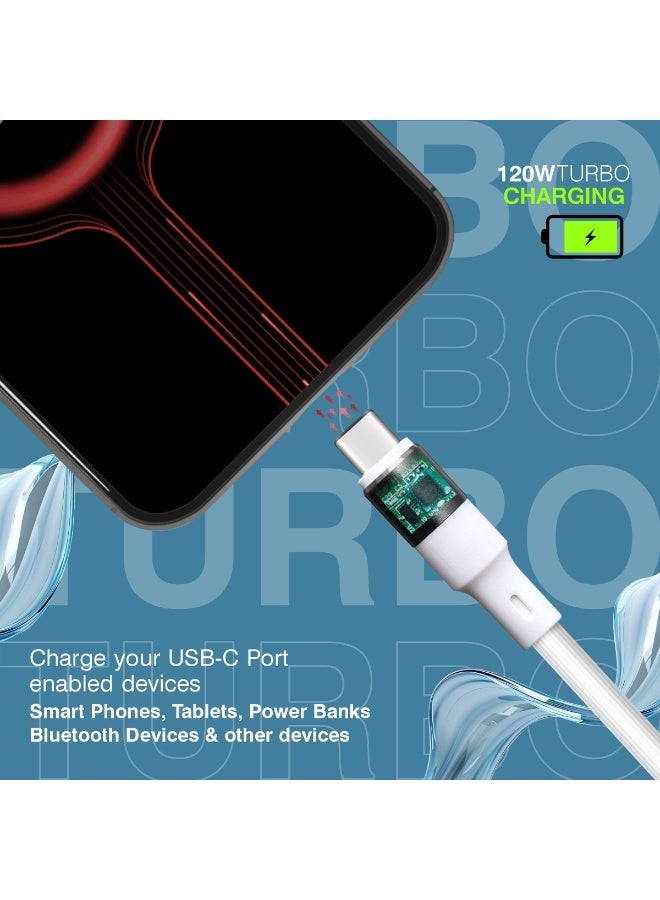 ERD كابل ERD USB-A إلى USB-C، شحن سريع توربو بقوة 120 واط ونقل بيانات عالي السرعة | سلك متين وخفيف الوزن بطول متر واحد | عمر افتراضي يصل إلى 15000 انحناءة | للهواتف الذكية والأجهزة اللوحية وغيرها - Image 5