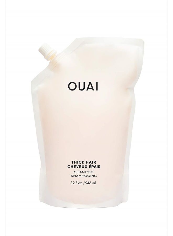 Ouai Thick Shampoo Refill Pouch. Fight Frizz and Nourish Dry, Thick Hair with Strengthening Keratin, Marshmallow Root, Shea Butter and Avocado Oil  - Image 1