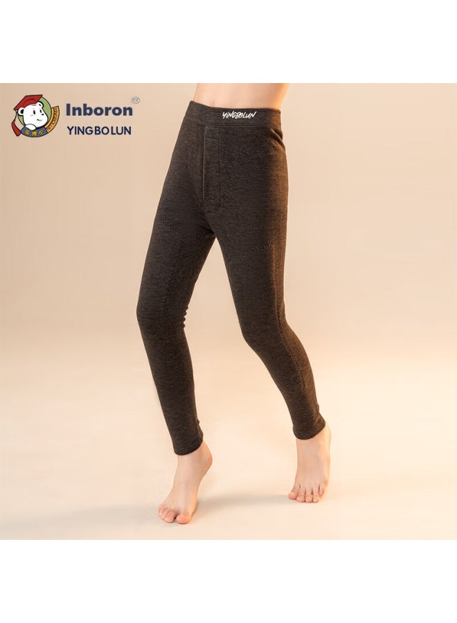 Yingbolun Children's Thermal Autumn Pants, Boys' And Girls' Autumn And Winter Trousers, Thick Cotton Long Johns For Older Kids, Inner Wear, 81252 Dark Gray, Size 160 - Image 2