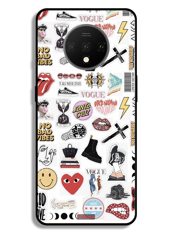 Tolwak OnePlus 7T Protective Case Cover No Bad Vibes Stickers - Image 2