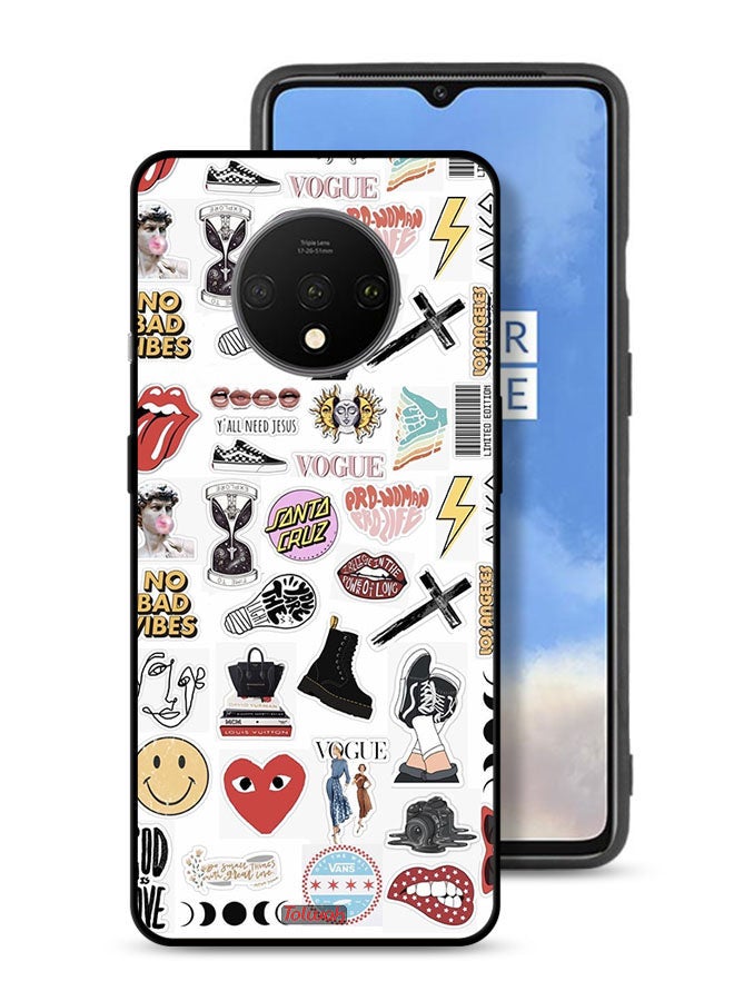 Tolwak OnePlus 7T Protective Case Cover No Bad Vibes Stickers - Image 1
