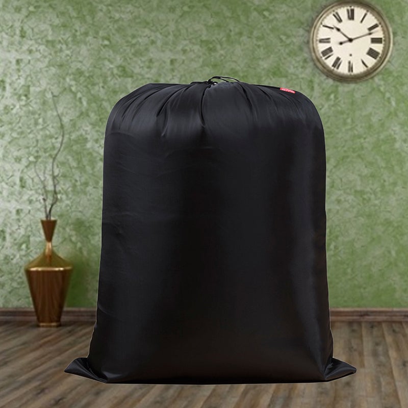2pcs Drawstring Storage Bag Portable Lightweight Storage Pouch Household Quilt Clothes Storage Organizer - 70x90cm (L, Black) - Image 1