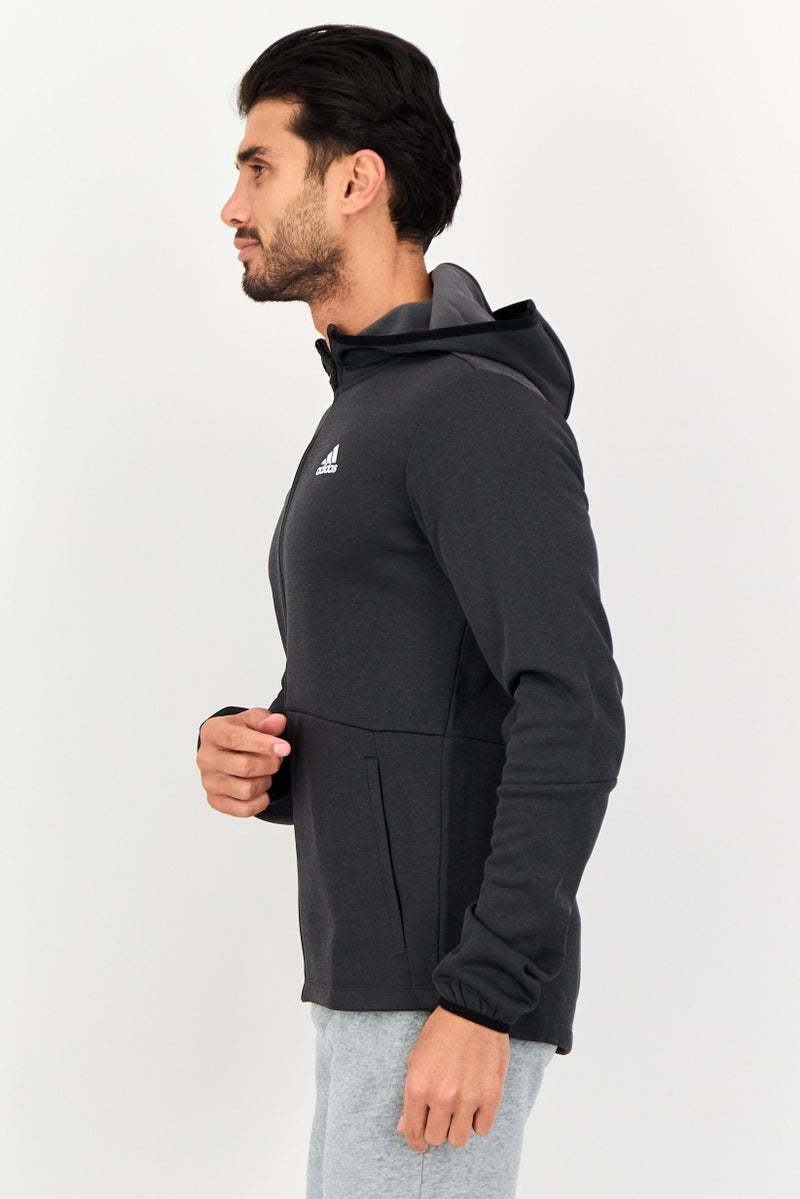 Adidas سويت شيرت رياضي للرجال بأكمام طويلة مناسب للخارج، أسود - Image 3