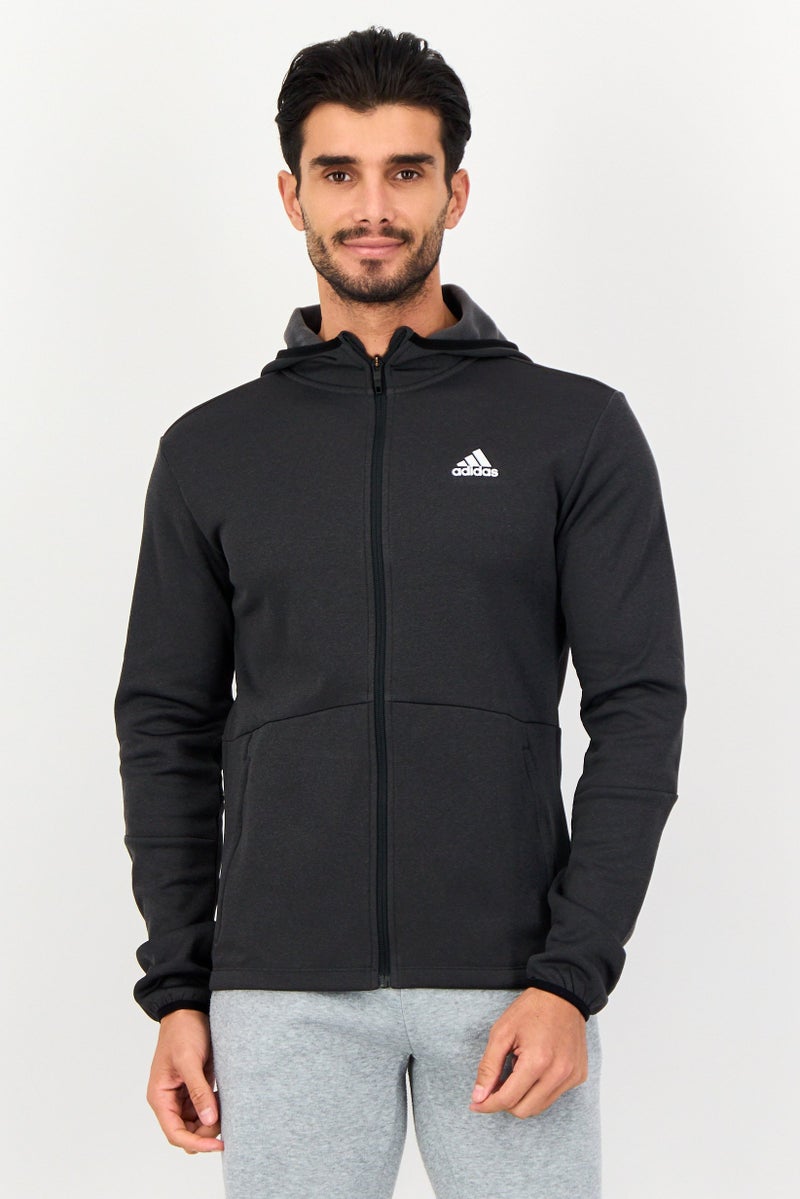 Adidas سويت شيرت رياضي للرجال بأكمام طويلة مناسب للخارج، أسود - Image 1