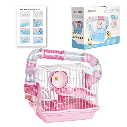 Hamster Cages and Habitats A Wire Rat Cage with a Large Space for Dwarf Hamsters Guinea Pig Gerbils Mouse or Other Small Animal Cage