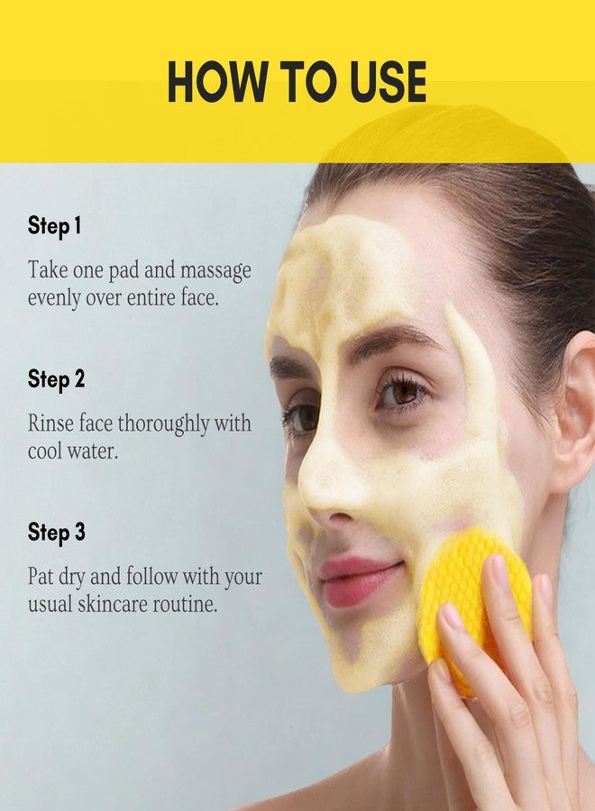 Doppeltree Turmeric & Kojic Acid Wash-Off Cleansing Pads (60 thick pads), Face Scrub Exfoliation Cleanser, Dark Spot Reduction, Brightening and Clarifying - Helps Improve Skin Tone and Glow - Image 4