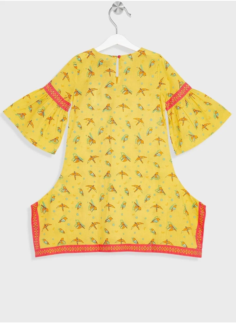 Fabindia Kids Printed Churidar Set