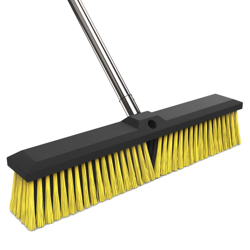 Elapun 18 Inches Push Broom Outdoor with 65" Adjustable Handle, Heavy Duty Outdoor Broom with Stiff Bristles, for Cleaning Yard, Garage, Shop, Driveway, Wood, Stone, Deck, Concrete, and Tile Floor. - Image 1