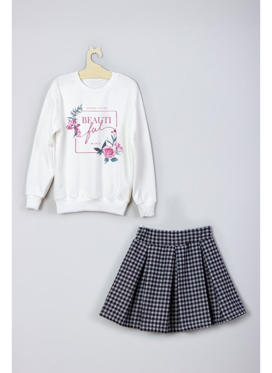 Ada Bebek Çocuk - Ada Baby Kids New Season City Flowers Printed Skirt Sweat Suit - Image 1