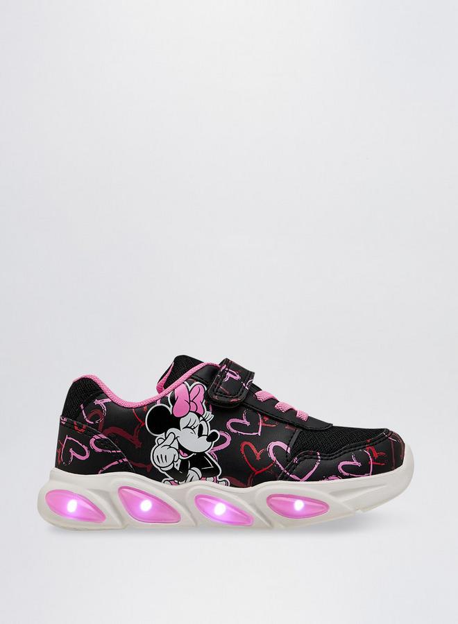 Disney Miney Mouse Print Light-Up Sneakers With Hook And Loop Closure - Image 4