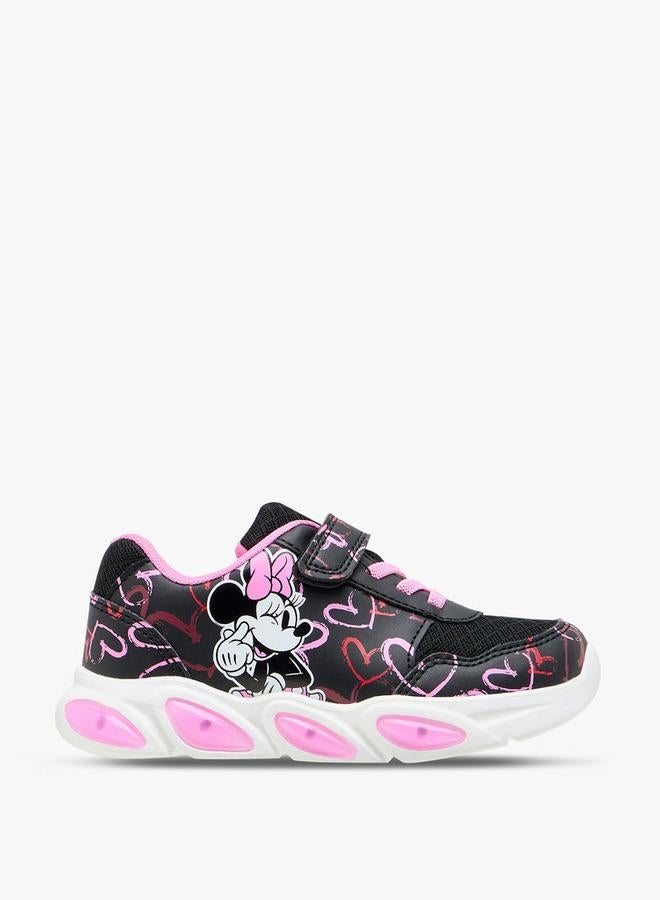Disney Miney Mouse Print Light-Up Sneakers With Hook And Loop Closure - Image 3