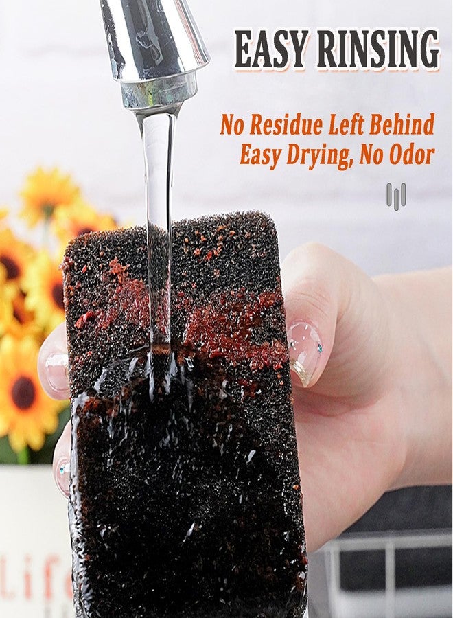 Taeku Natural Kitchen Sponge, 6 Pack Heavy Duty Scrub Cellulose Sponge Premium Multifunction Eco Friendly Cleaning Sponges for Dishes (Black) - Image 4