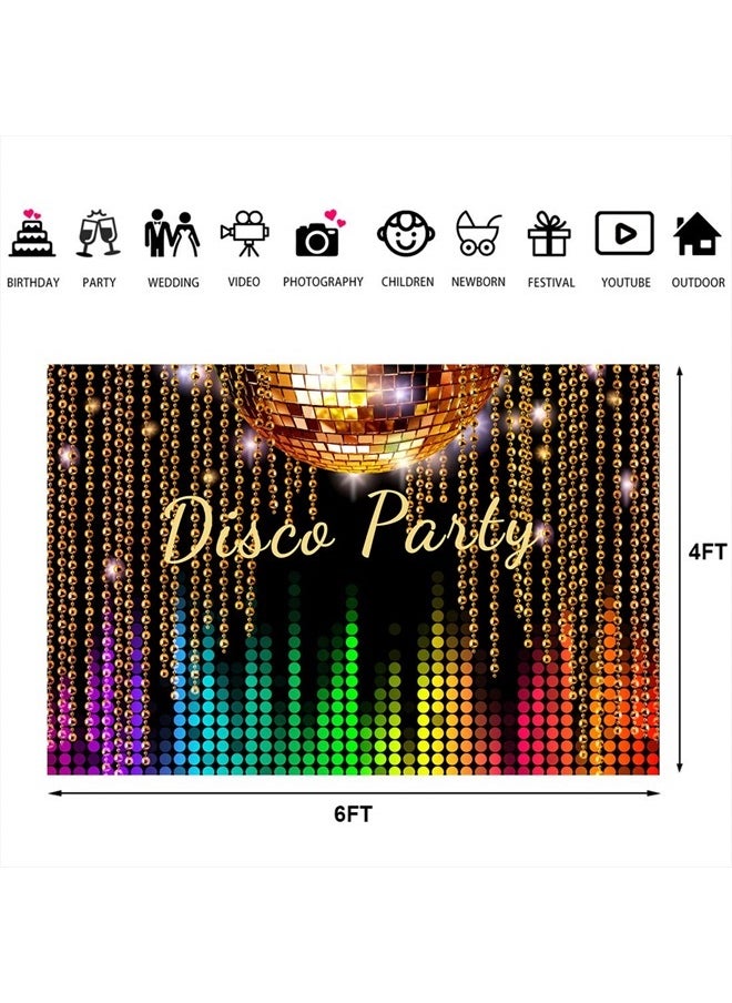 LoveInM - Vintage 70s 80s 90s Disco Party Photography Backdrop Let's Glow Crazy Birthday Background Night Shining Happy Birthday Party Decorations for Adults Photo Studio Props 6x4ft - Image 1