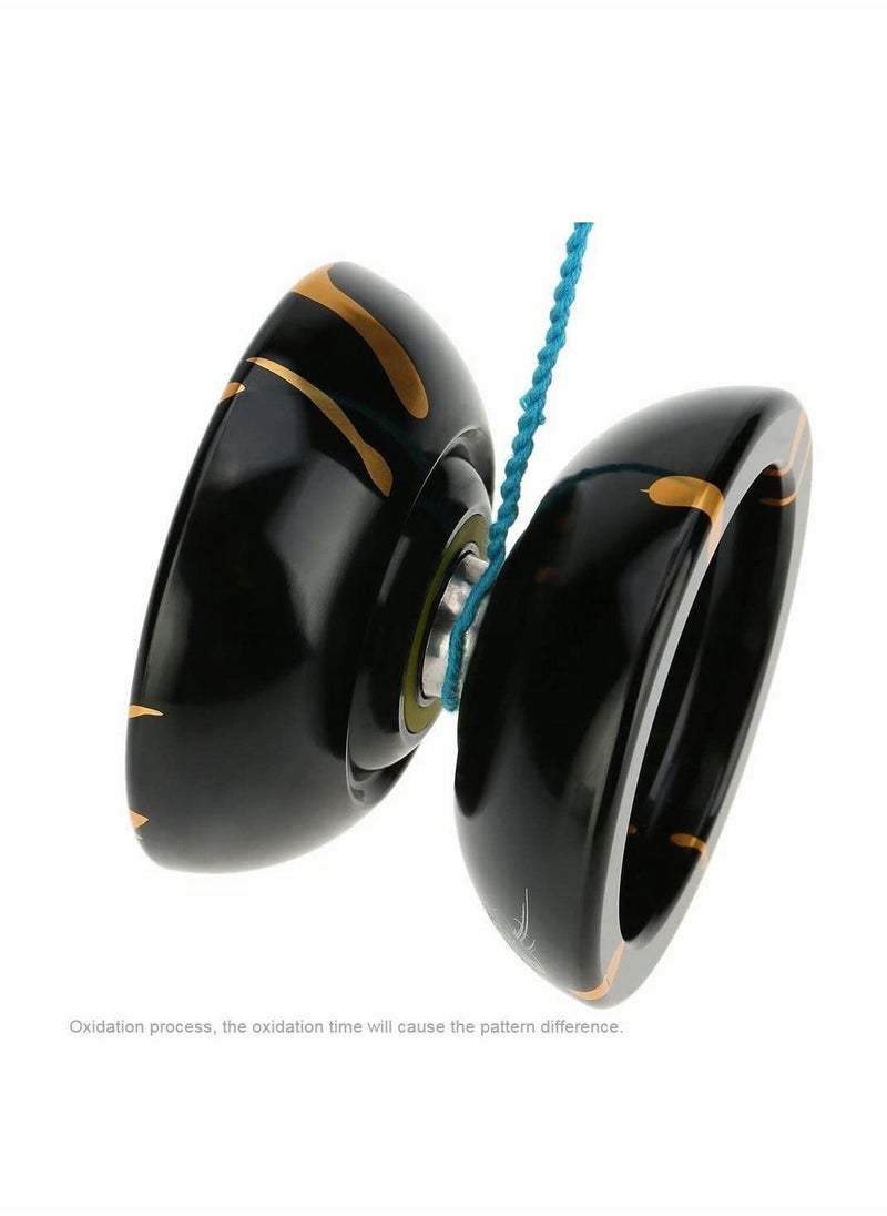 Y&D - YOYO N11 Professional Unresponsive Yoyo Alloy Aluminum YoYo Ball (Black with Golden) Bag, Glove and 5 Strings - Image 1