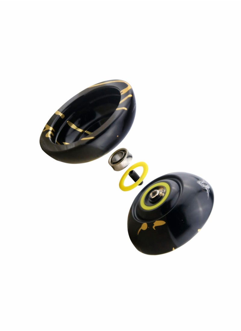 Y&D - YOYO N11 Professional Unresponsive Yoyo Alloy Aluminum YoYo Ball (Black with Golden) Bag, Glove and 5 Strings - Image 1