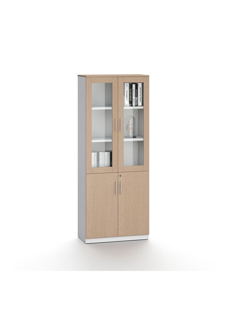 DANUBE HOME Herstal 4 Door Book case- Oak/White  - Image 1
