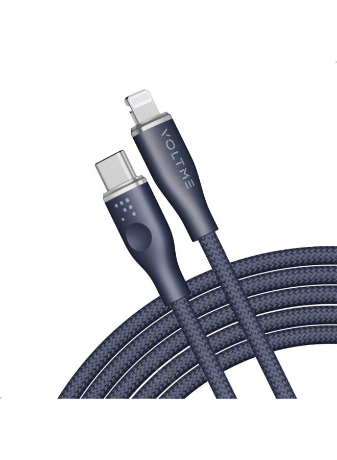 فولتمي سلك شاحن فولتمي سلسلة روج مظفر من USB-C إلى آيفون بطول 2 م وبقوة 30 واط - أزرق - Image 1