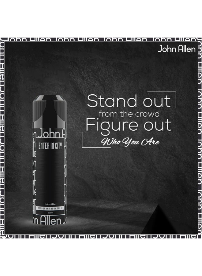 John Allen Enter In City Deodorant Body Spray - 200ml  - Image 2