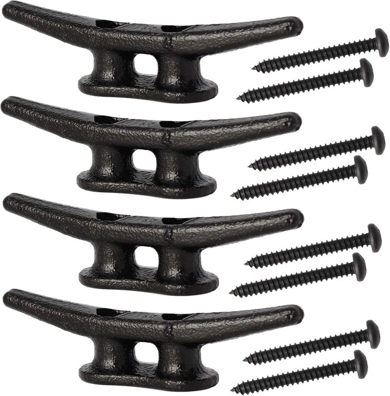 VEITHI 4 inch Dock Cleats 4/6/8/12/16/20/24 Pack,Boat Dock Cleats Rope Cleat Marine Cleats Iron Boat Cleats with Hardware ldeal for Deck,Nautical Decor,Cleats for Boat Dock,Boat Tie Down Cleats - Image 1