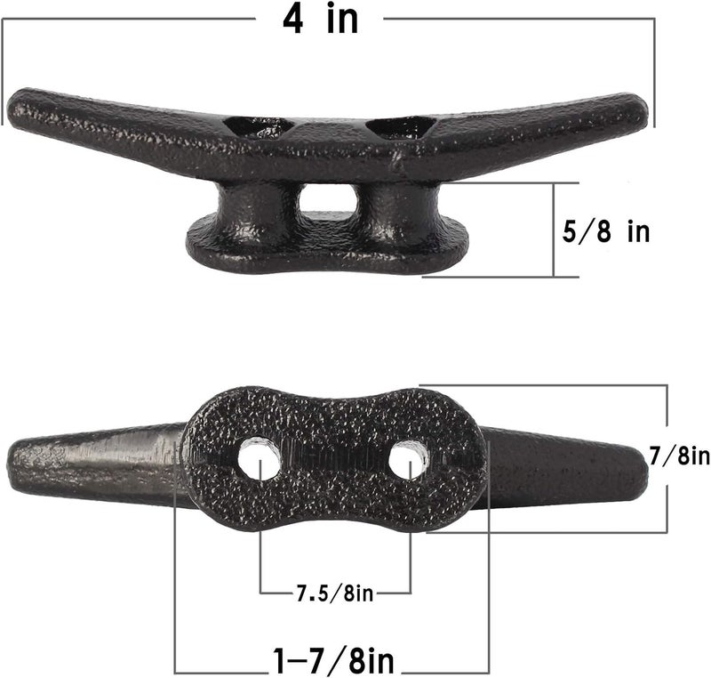 VEITHI 4 inch Dock Cleats 4/6/8/12/16/20/24 Pack,Boat Dock Cleats Rope Cleat Marine Cleats Iron Boat Cleats with Hardware ldeal for Deck,Nautical Decor,Cleats for Boat Dock,Boat Tie Down Cleats - Image 3