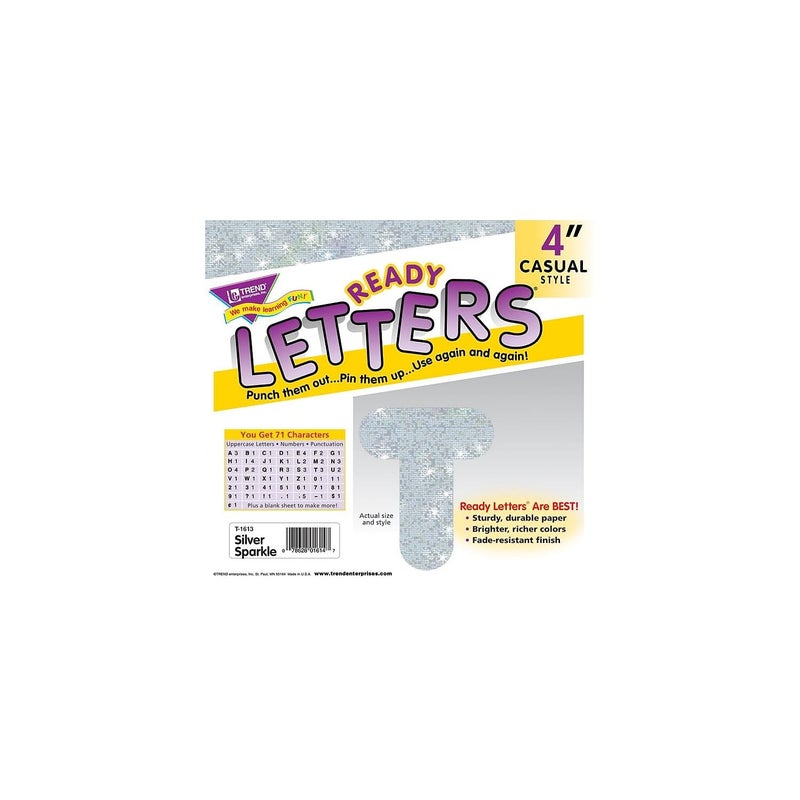 TREND ENTERPRISES Silver Sparkle 4" Casual UC Ready Letters, T-1613 - Image 2