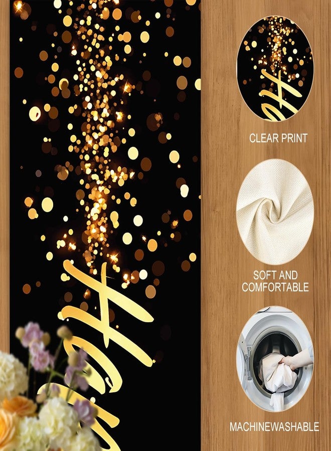 THISFIND Elegant Black and Gold Happy Birthday Table Runner – 13x72 Inch Birthday Table Decor with Glitter Design, Modern Party Decoration for Dining Table, Buffet, or Celebration Setup - Image 5