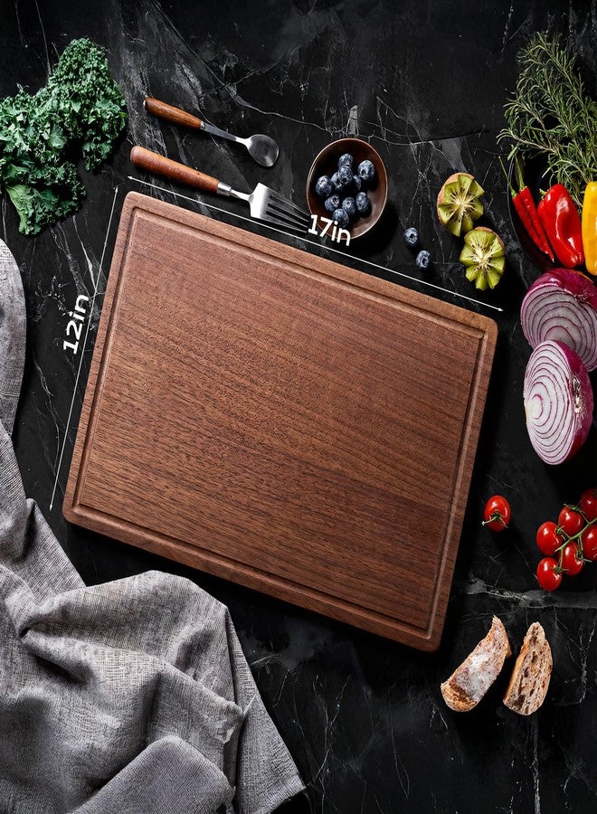 KOBACH Black Walnut Wood Cutting Board - 11"x17" Durable, Non-Toxic Double-Sided Wooden Chopping Board for Kitchen, Butcher Block with Juice Grooves - Image 3