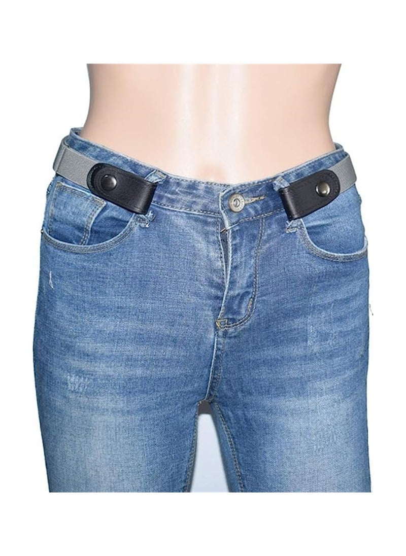 SYOSI Elastic Waist Chain Belts No Buckle Stretch Belt Adjustable Invisible Belt Elastic Belt No Bulge No Hassle Buckle free Pant Belt for Jeans Dresses Women Or Men 2pcs Grey Coffee  - Image 5