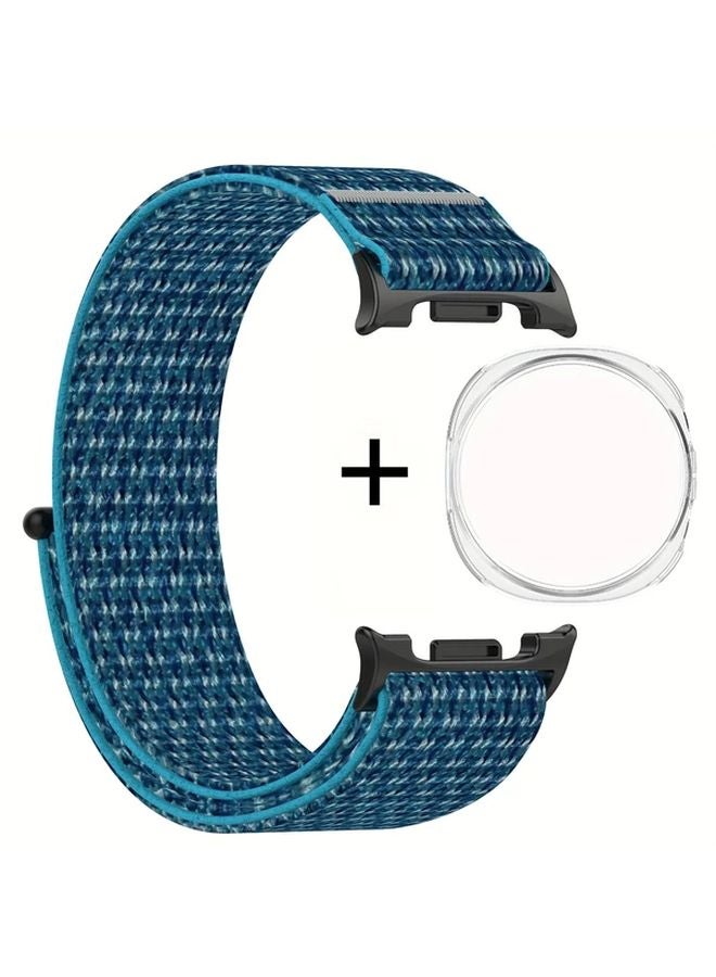 Sea Blue Nylon Strap With TPU Case For Samsung Galaxy Watch 8 44mm Durable Replacement - Image 1