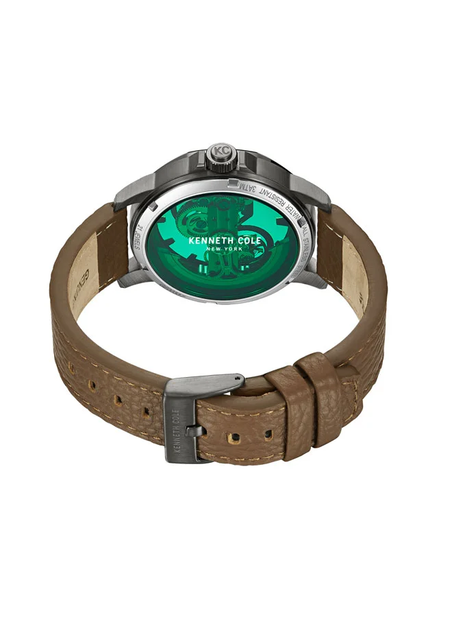 Kenneth Cole New York Kenneth Cole New York 44mm Automatic Men's Watch with Black Dial & Dark Brown Genuine Leather Strap