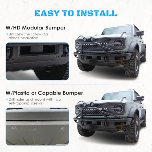 GLOBLED Front License Plate Bracket for Ford Bronco, Steel License Plate Holder Front Lower Bumper License Plate Mount License Plate Frames for Bronco Compatible with 2021 2022 2023 2024 Ford Bronco (Black) - Image 2