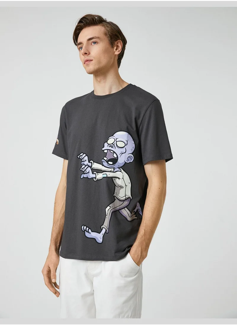 كوتون Oversized T-Shirt Printed Crew Neck Short Sleeve