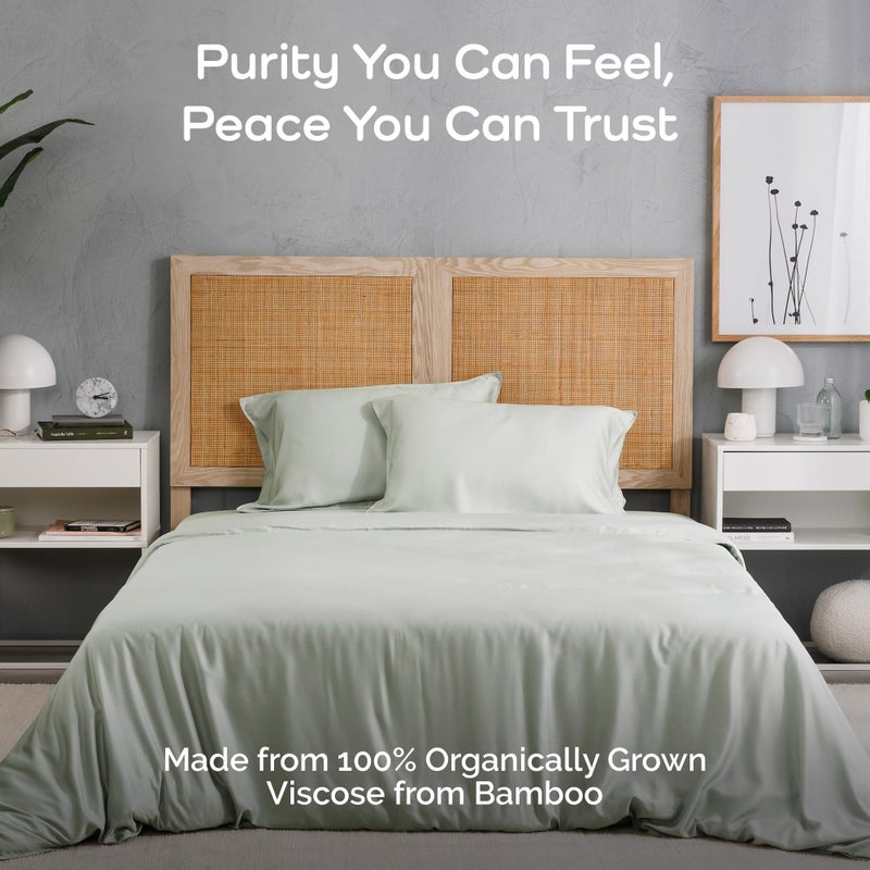 Bamtek - Duvet Cover Set - 100% Viscose Derived from Bamboo Duvet Cover Queen Size, 3 PC Luxury Cooling Duvet Cover for Hot Sleepers, Buttery Soft Comforter Cover & 2 PC Queen Pillowcases, Sage - Image 2