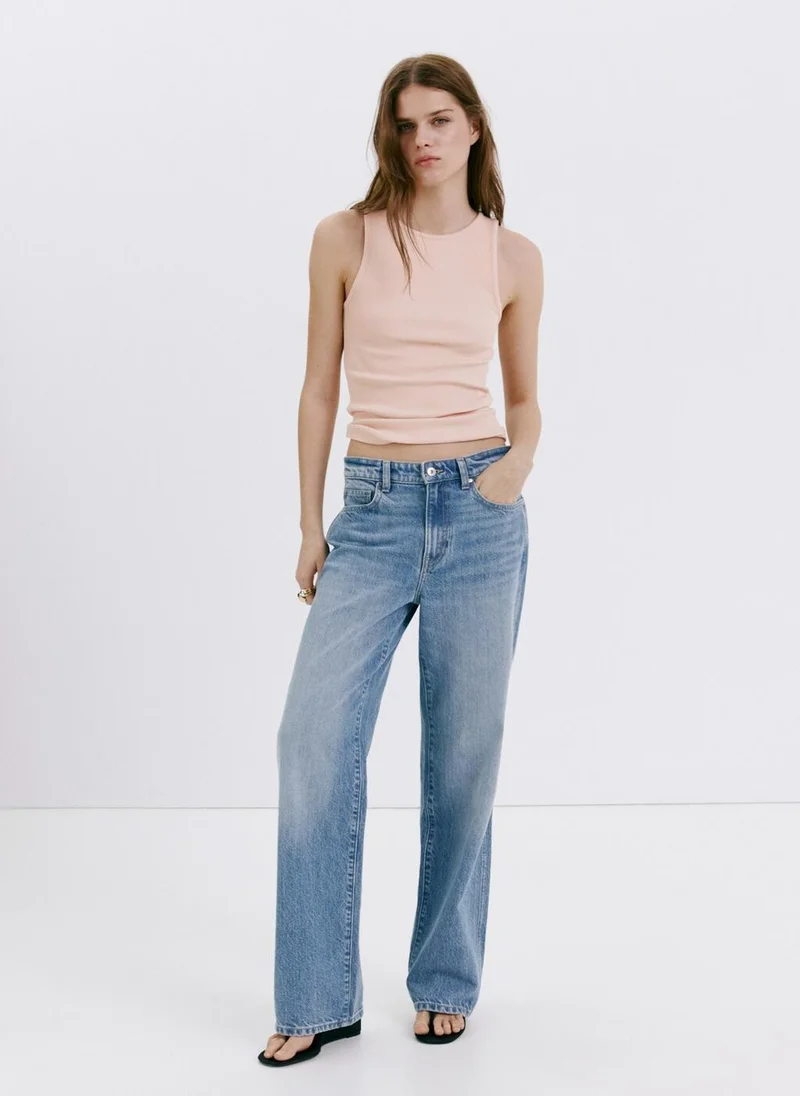 مانجو Ribbed Cotton-Blend Top