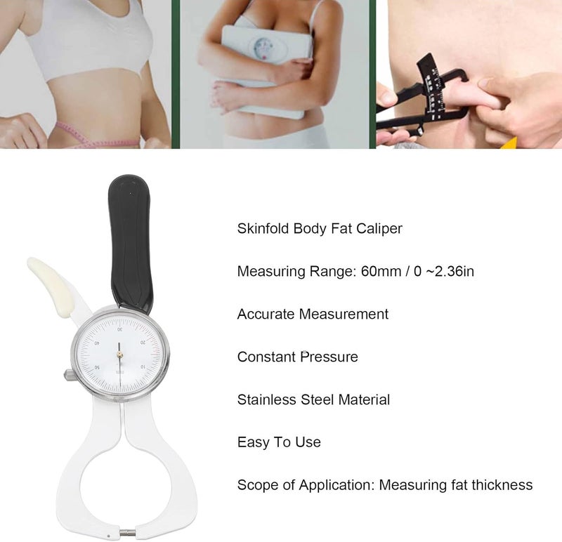 كلاراكو أداة قياس دهون الجسم باستخدام الفرجار، جهاز اختبار دهون الجسم لمراقبة مؤشر كتلة الجسم واللياقة البدنية - نطاق قياس 60 مم، يأتي مع صندوق من الألومنيوم - Image 3
