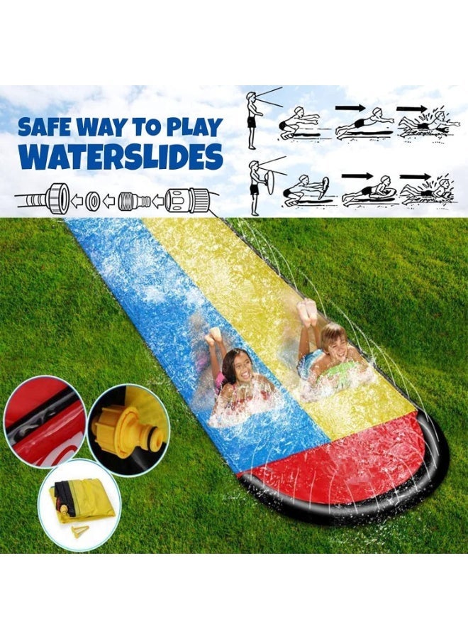 Zarmanuae 6.1m/20ft Super Long Water Slide for Kids, Giant Lawn Children Double Water Slide with Three Inflatable Boards, Best Gift for Kids Summer Swimming Pool Game Outdoor Toy - Image 4