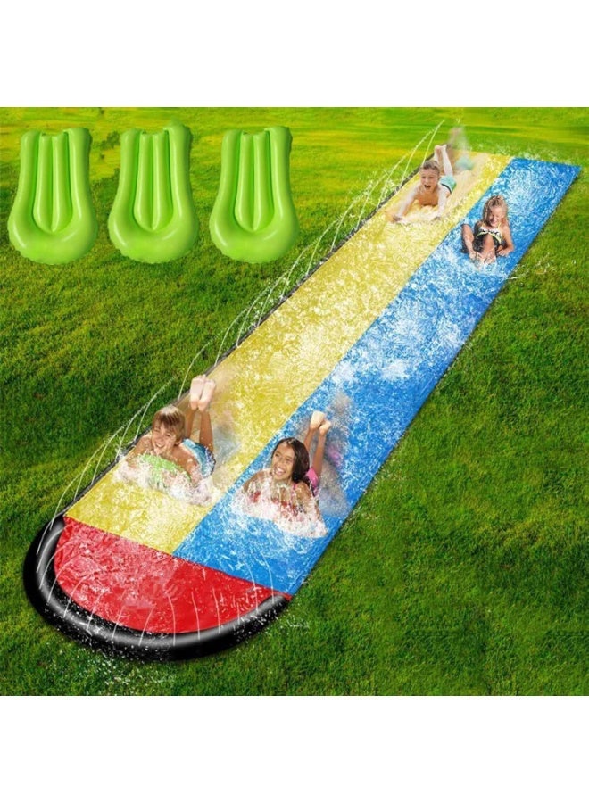 Zarmanuae 6.1m/20ft Super Long Water Slide for Kids, Giant Lawn Children Double Water Slide with Three Inflatable Boards, Best Gift for Kids Summer Swimming Pool Game Outdoor Toy - Image 1
