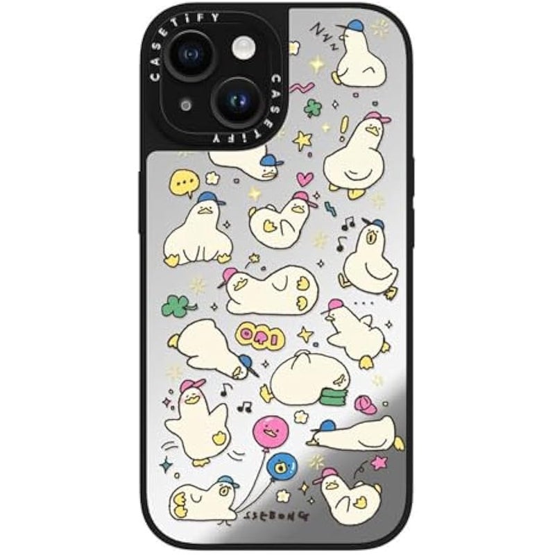 Casetify Mirror iPhone 15 Case 【Reflective / 4.9ft Drop Protection/Compatible with Magsafe】 - Ducks - Silver on Black - Image 5