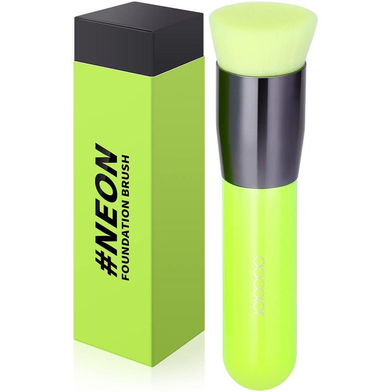 docolor Foundation Brush Docolor Flat Top Kabuki Foundation Professional Synthetic Makeup Brush for Blending Liquid Cream or Powder Cosmetics Full Coverage Face Body Brush Premium Makeup Tools Neon Green