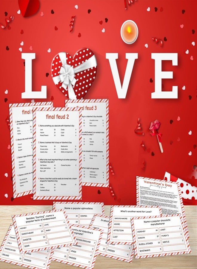 Xenseou Valentine's Day Family Feud Game,Funny Valentine's Day Party Games, Valentine's Day Trivia Game, Family Feud Quiz Holiday Games for Groups QRJ-FF01 - Image 4