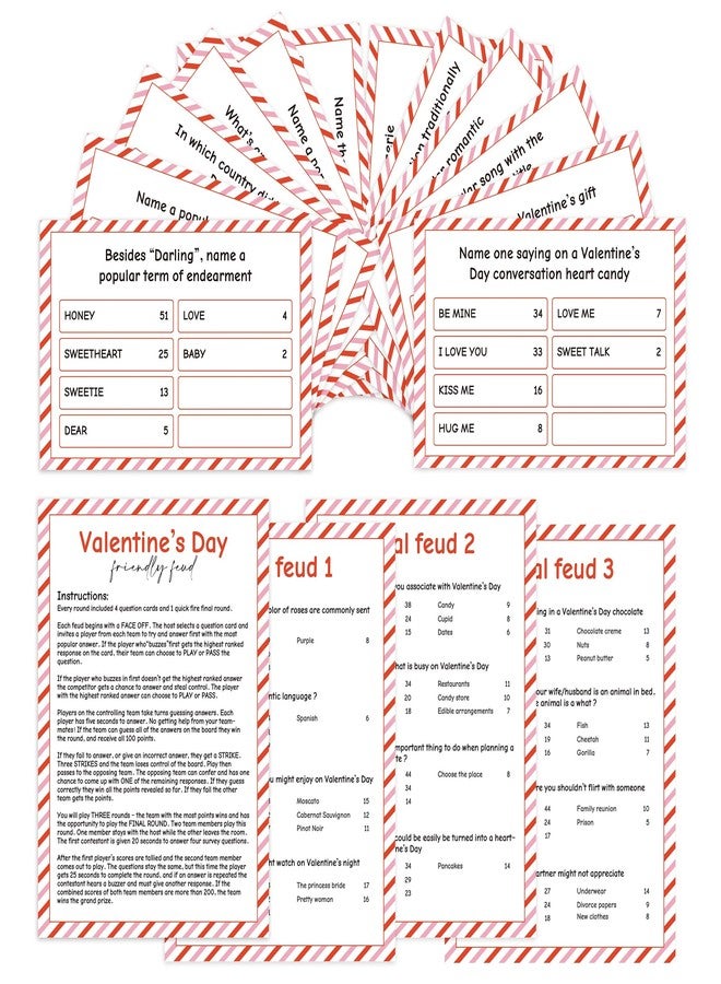 Xenseou Valentine's Day Family Feud Game,Funny Valentine's Day Party Games, Valentine's Day Trivia Game, Family Feud Quiz Holiday Games for Groups QRJ-FF01 - Image 1