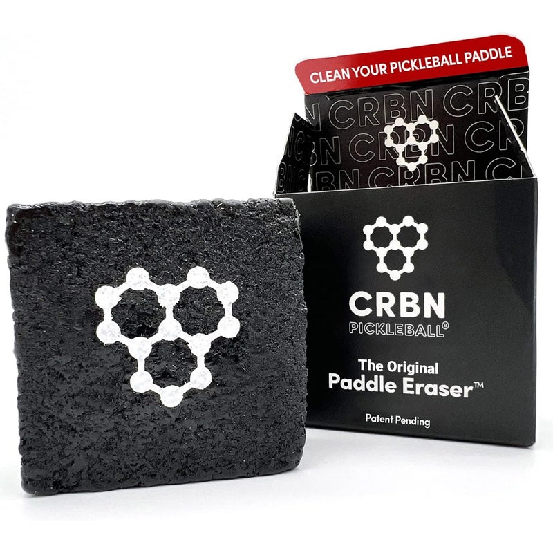 CRBN Pickleball - Paddle Eraser, Best Carbon Fiber Pickle Ball Racket Cleaner, Fast & Easy Rubber Bar to Remove Ball Residue, Dirt, & Minor Scrapes/Scratches - Patent Pending (Black, 1 Pack) - Image 1