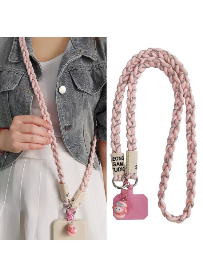 Bzbc Phone Lanyard, Neck Strap, Crossbody, Anti-loss Phone Case, Braided Cord, Suitable For Apple, Huawei, Android Phones, Long Style, Black And White With Dots - Image 3