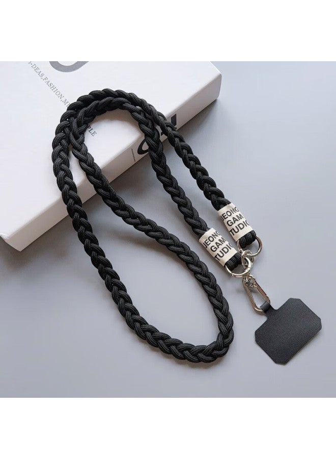 Bzbc Phone Lanyard, Neck Strap, Crossbody, Anti-loss Phone Case, Braided Cord, Suitable For Apple, Huawei, Android Phones, Long Style, Black And White With Dots - Image 4