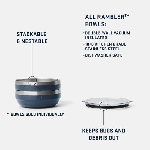 YETI Rambler Low Bowl Vacuum Insulated Stackable and Nestable Stainless Steel Bowl with Lid 07 Quart Navy - Image 3