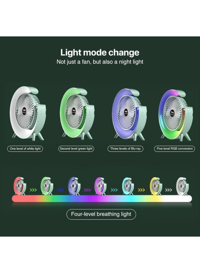 UV Enterprises Personal Mini Fan Cooler with LED Light,3 Speeds Portable Table Fan Cooler 180° Tilt,USB Rechargeable Battery Powered Fan,Quiet Cooling Fan for Bedroom Home Office Outdoor Camping Fan - Image 3